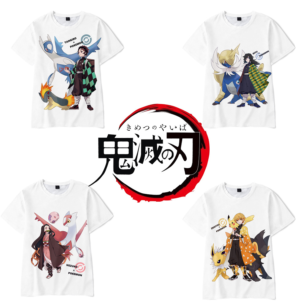 

Anime Demon Slayer Kimetsu No Yaiba Cosplay Costume Kamado Tanjirou Nezuko Agatsuma Zenitsu Unisex 3D Print Short Sleeve T Shirt