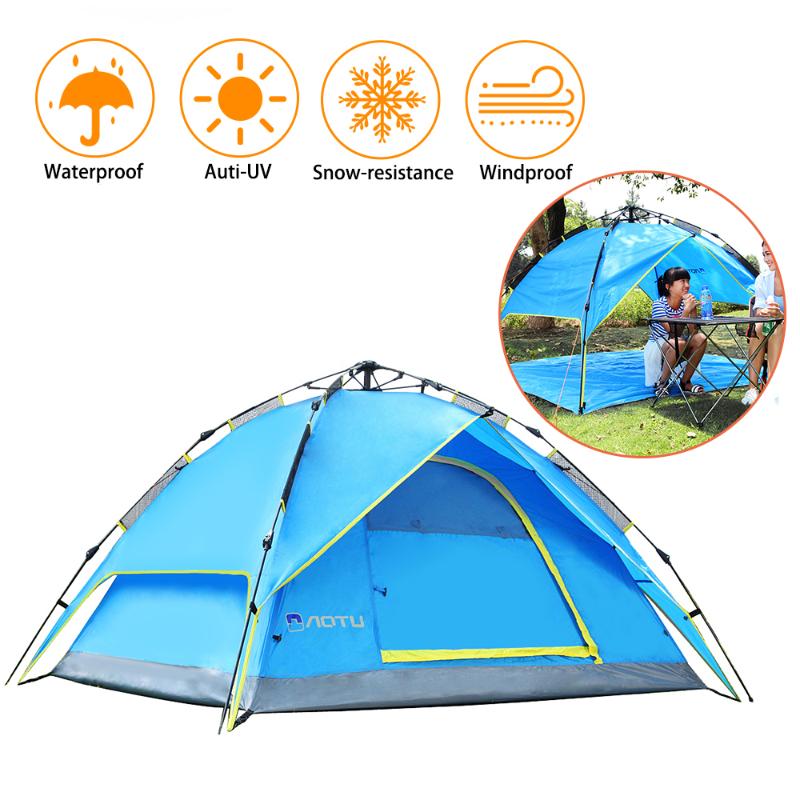 

Outdoor Camping Tent 3-4 People Beach Automatic Up Tent Family Waterproof Ultralight Easy Open Camp Hiking Tents Sun Shade