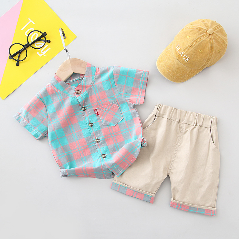 

Toddler Baby Boy Summer Clothes Set 2020 Kids Clothes Boys 2pieces Clothing Sets Plaid Tshirt+Shorts 2Pieces Kids Sport Suit, Yellow