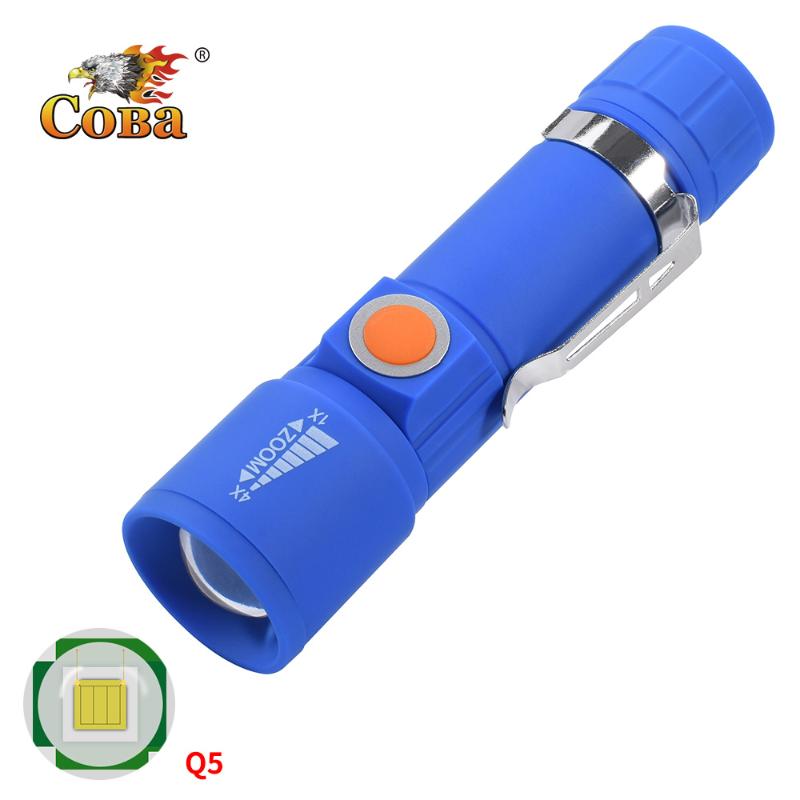 

Coba mini led usb rechargeable built-in battery waterproof tactical plastic case stainless pen clip back