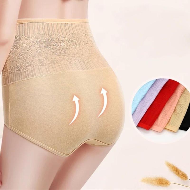 

Seamless Briefs Women High Waist Rose Jacquard Tummy Control Lift Hip Briefs Panties Women Sexy Underwear ropa interior femenina, Black