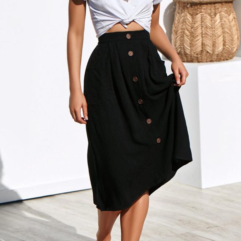 

Summer Skirt 2020 New Women' Loose Pocket Black Large Woolen Skirt, Pink