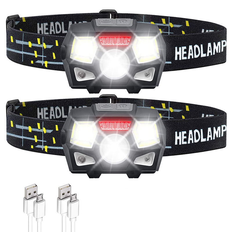 

LED Headlamp Rechargeable USB Flashlights Bright Motion Sensor Headlight 5 Lighting Modes Headlamp For Running Hiking Camping