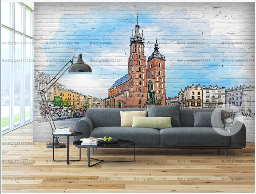 

3d photo wallpaper custom mural on the wall Hand drawn sketches of European cities background home decor Wallpaper rolls in the room, Non-woven wallpaper