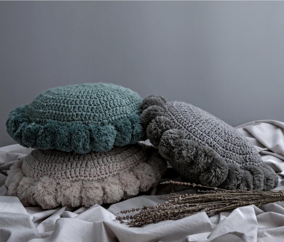 Cushion Decorative Pillow round ball handmade model room soft Cushions (including cores) sofa pillowcase creative home decoration with core-image-563598857