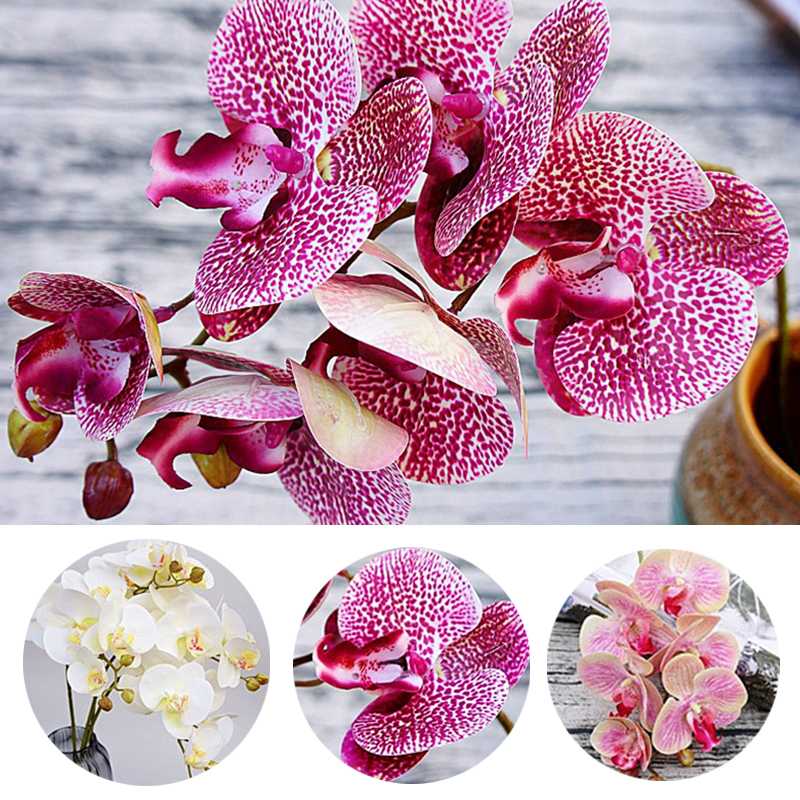 

3D Artificial Flowers Real Touch Artificial Moth Orchid Butterfly Orchid for new House Home Wedding Festival DIY Decoration, Deep pink