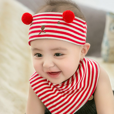 

Baby Fashion Newborn Hats Babys Striped Bear Print Cotton Hats Boys and Girls Designer Caps + Triangle Scarf Children 2020 Crochet Hat, Red