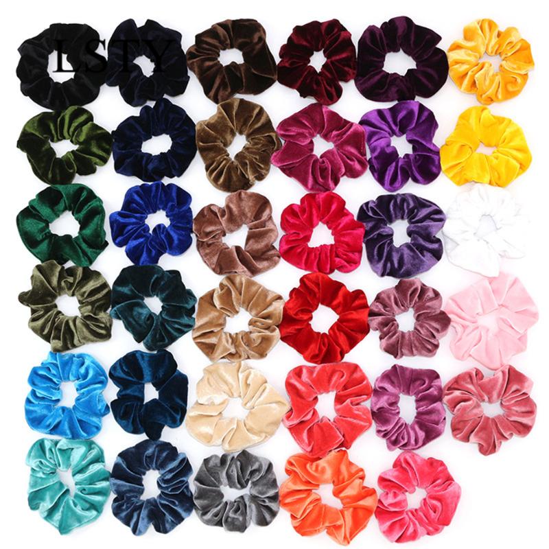 

23Colors Korea Velvet Hair Scrunchie Elastic Hair Bands Solid Color Women Girls Headwear Ponytail Holder Accessories