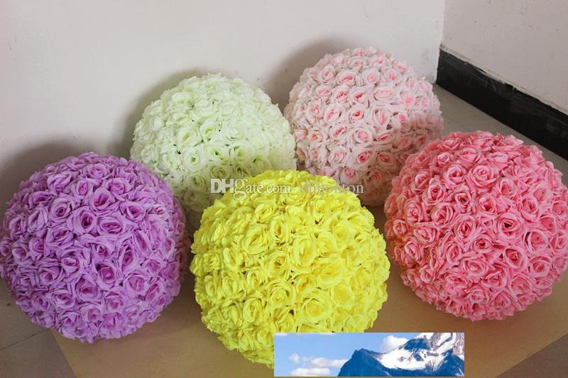 

12 Inch artificial flowers rose ball Wedding silk Pomander Kissing Ball flower ball decorate flower for wedding garden market decoration, Pure white