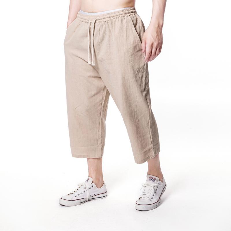 

wholesale 2020 Summer solid color loose pants male Korean cropped trousers men's wild casual sweatpants joggers pants, Black