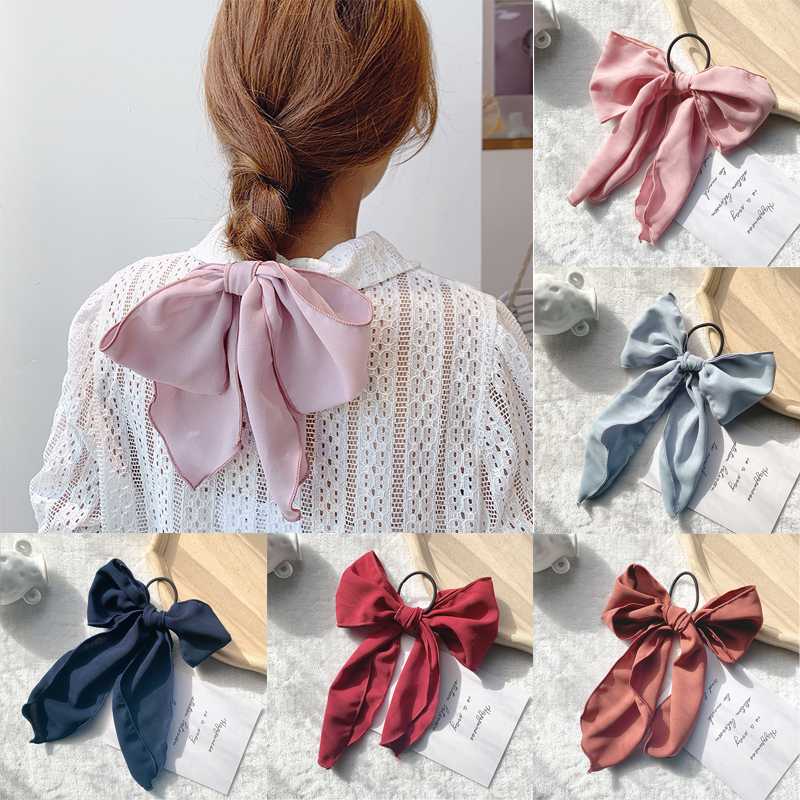 

Simple Cute Solid Large Bowknot Scrunchies Hair Ties Ponytail Holder Elastic Hair Rubber Bands Accessories For Women Girls
