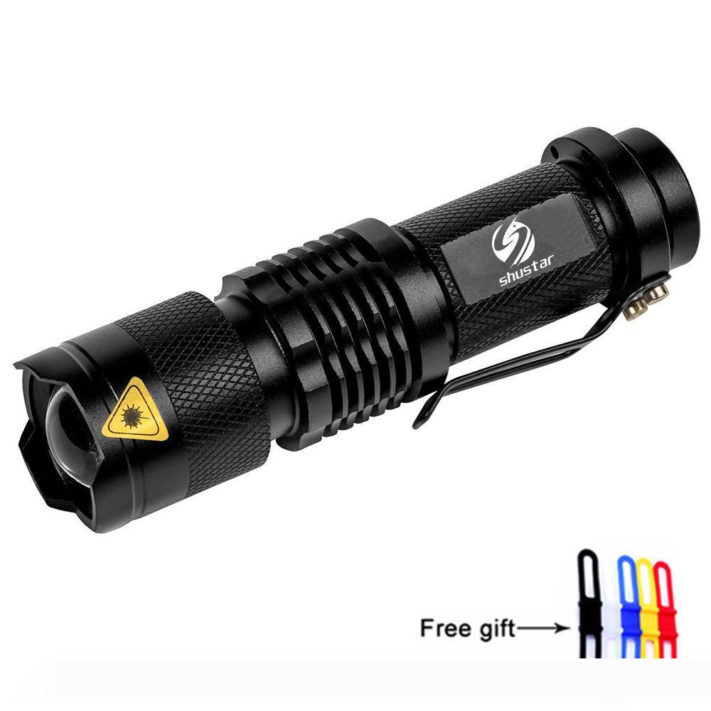 

Mini LED Flashlight 4000LM Q5 T6 LED Torch Adjustable Focus Zoom Flash Light Lamp use 14500 and 18650 battery Give gift