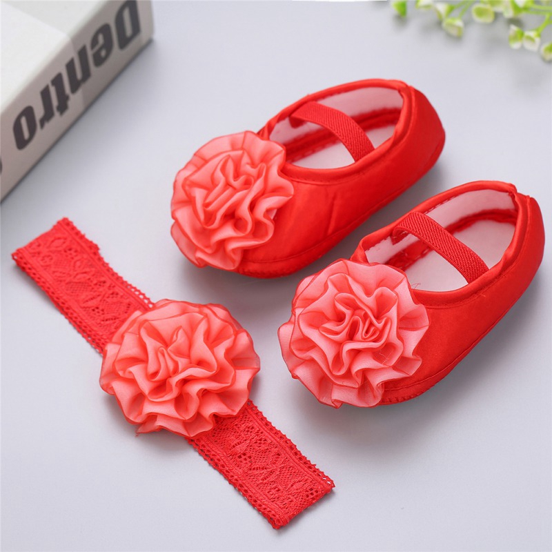 

Baby girl shoes Lace Flower Princess Shoes+Headwear Headband fashion bow shoes