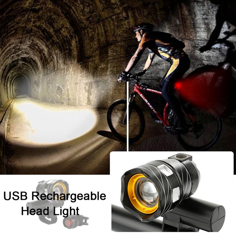 

15000LM T6 LED USB Line Rear Light Adjustable Bicycle Light 3000mAh Rechargeable Battery Zoomable Front Bike Headlight Lamp #SD