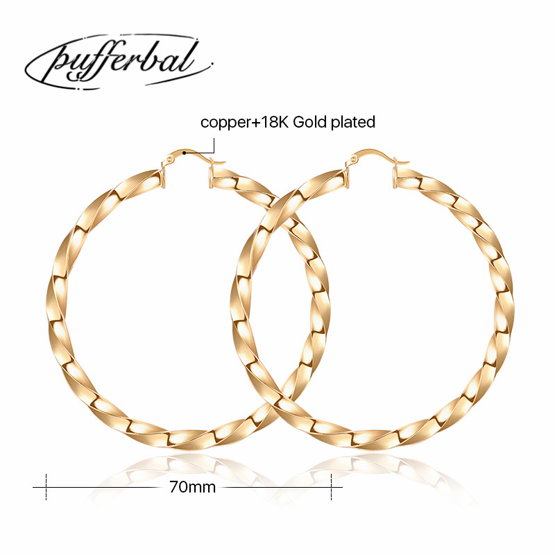 

Circle Spiral Earrings For Women Wedding Engagement Statement Ornaments Earrings Female Gold Color 70mm ZK40