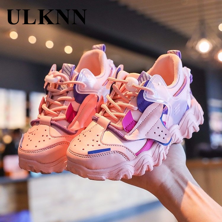 

ULKNN Girl's Sneakers Children Sports Shoes Spring Autumn Rubber Sole Non-Slip -Resistant Student Casual Footwear Flat, Pink
