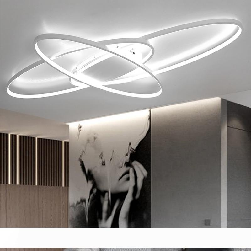 

2020 Led lights Hot new design Remote dimming Modern Led Chandelier For Livingroom Bedroom plafon led White Black modern chandelier Fixtures