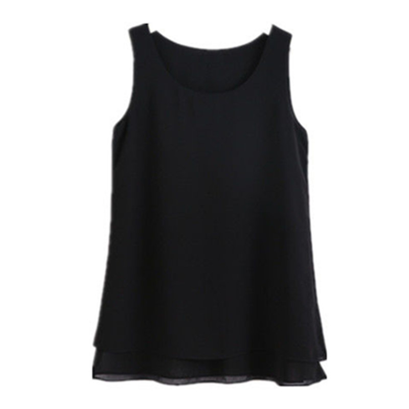 

Fashion brand Women Long Chiffon shirt summer Casual Top plus size S-6XL Loose sleeveless Blouse Double layer chiffon Blouses, Sky blue