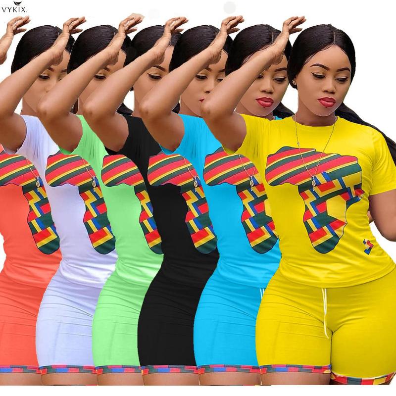 

2020 Women Two Piece Sets S-5xl Sport Print Tracksuit O-neck T-shrit Knee Length Jogger Suits Sweatpants Ensemble Femme 2 Pieces, Black