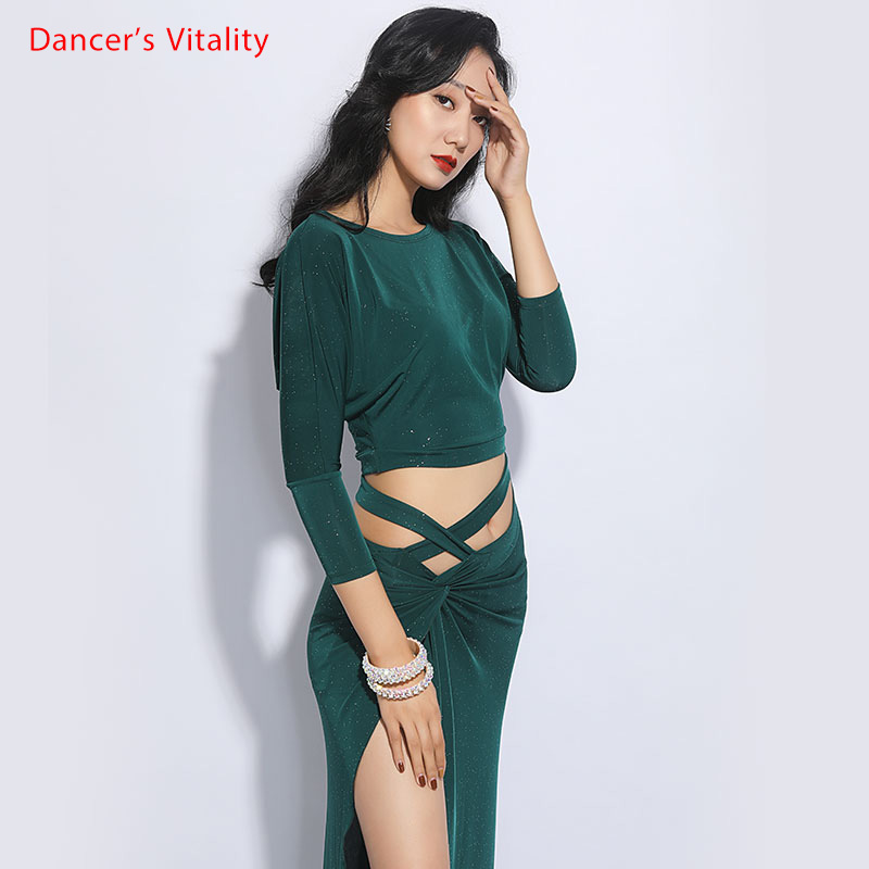 

New Belly Dance Practice Clothing Women Autumn And Winter Skirt Oriental Dance Suit Set Belly Dress, Black