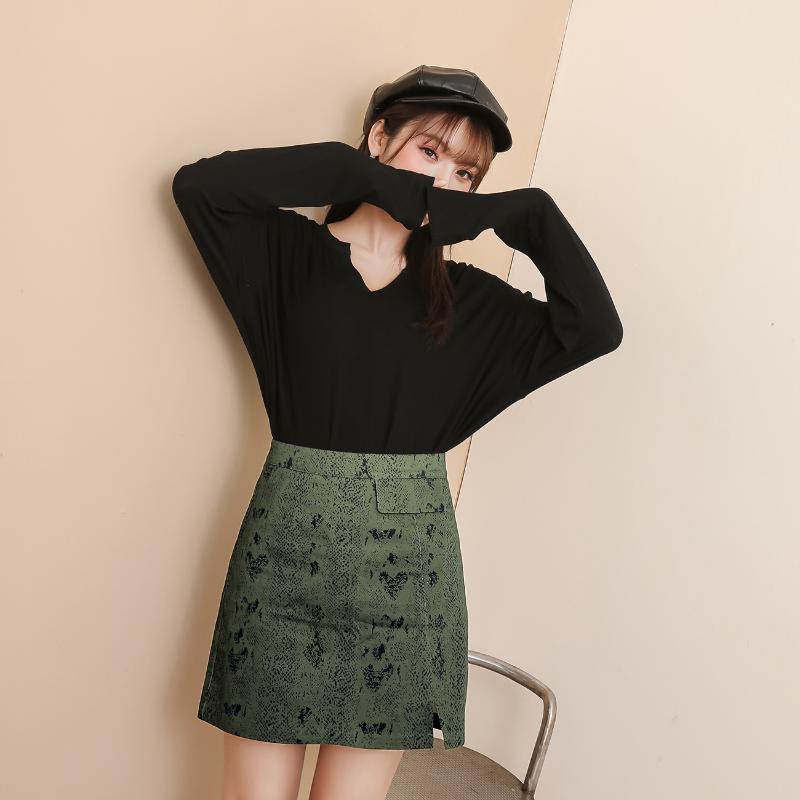 

2020 Fashion Snake Print Women Skirt Vintage Zipper Elastic High Waist Office Skirts Sexy Womens Casual Sikrt, Beige