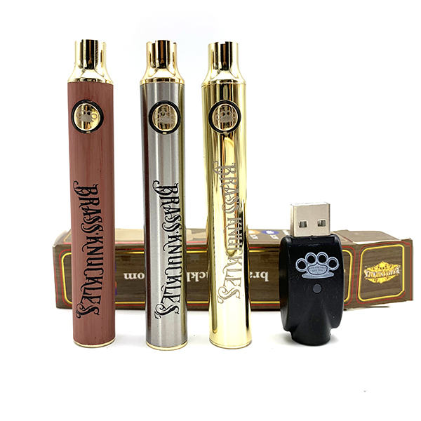 

Brass Knuckles Vape Battery Gold 900mAh Wooden sliver Variable Voltage Vape Pen With USB Charger Gift Box For 510 Thread Cartridges