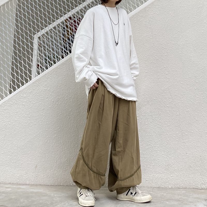 

Autumn Straight Pants Men' Fashion Solid Color Retro Casual Pants Men Streetwear Wild Loose Hip-hop Korean Trousers Mens, Khaki