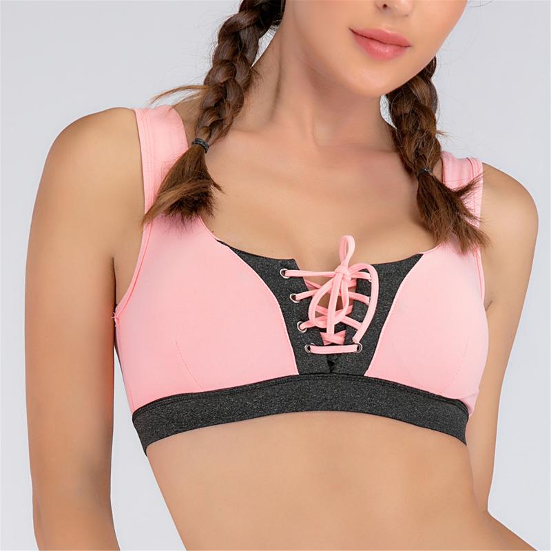 

New Style Chinlon Non-Steel Ring Front in Tying Sports Underwear Yoga Running -resistant Sports Brassiere Bra /30, Black and white with pattern