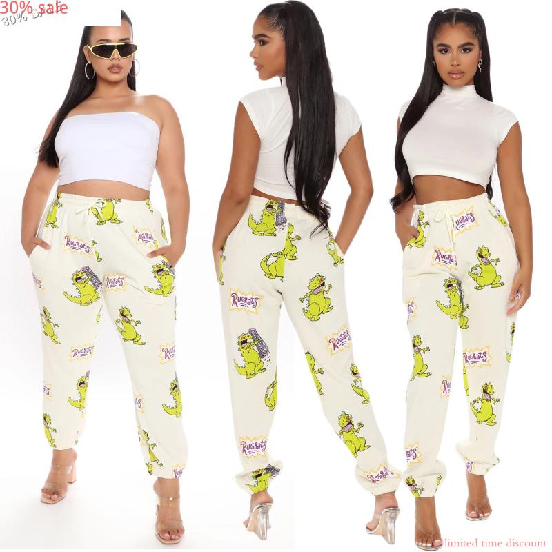 

30% Sale Cotton Women Trousers Woman Sweatpants Long Pant Cartoon Print Plus Size Pants for Women High Waisted Joggers Pants, Home fun set