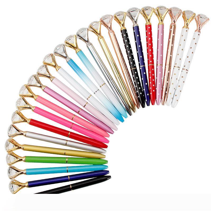 

Creative Crystal Glass Kawaii Ballpoint Pen Big Gem Ball Pen With Large Diamond 11 Colors Fashion School Office Supplies 362