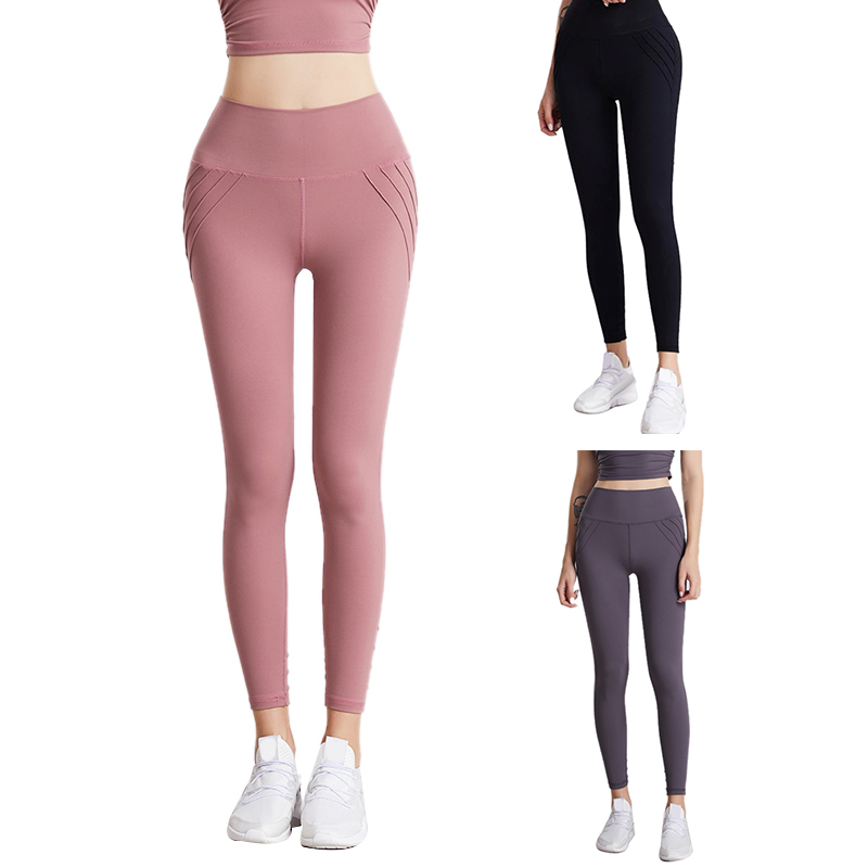 

Women Double-Sided Skin-Friendly Yoga Pants High Waist Lift Hip Sport Yoga Fitness Pants Pink, Black