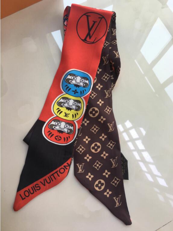 

defaedge Popular Brand 100%silk tie fashion men and women silk hair band headband classic scarf small ribbon printed silk scarf 120*8cm dfhd, Blue;gray