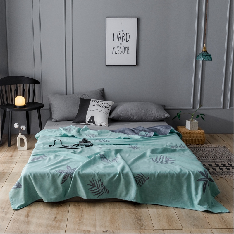 

Yaapeet Double-layer 100% Cotton Printed Gauze Towel Blanket Summer Siesta Air Conditioning Blanket Light for Bed