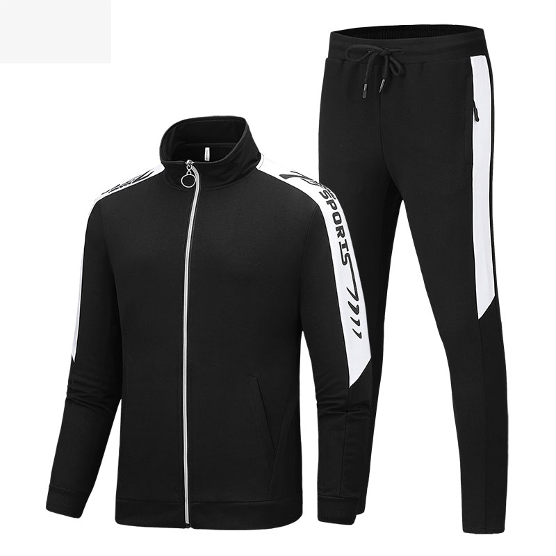 

Sports suit men's spring and autumn new two piece leisure fashion sportswear couple running fitness suit leisure, Black