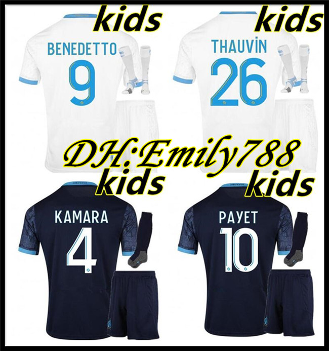 

2020 2021 Olympique De Marseille Maillot OM Soccer Jersey Kids Kit 2021 Maillot De Foot 20 21 PAYET BENEDETTO SAKAI KAMARA Football Shirt, 20/21 home kids
