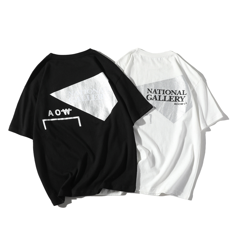 

Men' Top Men' Gilt Short Sleeves Men' Monogrammed Short Sleeves Short-sleeved Cotton Cool Street Style, White