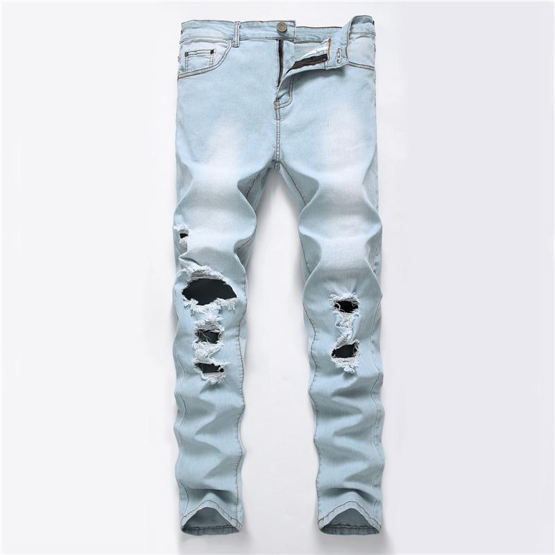

2019 New Fashion Ripped Jeans Men With Holes Denim Super Famous Slim Fit Jean Pants Scratched Hip Hop elastic Jeans Dropshipping, 121