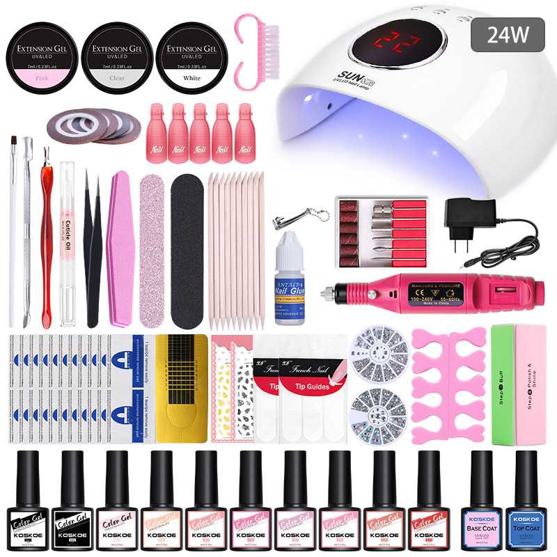 

KOSKOE Nail Set UV LED Lamp Dryer With 6/10 pcs Nail Gel Polish Kit Soak Off Art Tool Set Manicures for Art Design