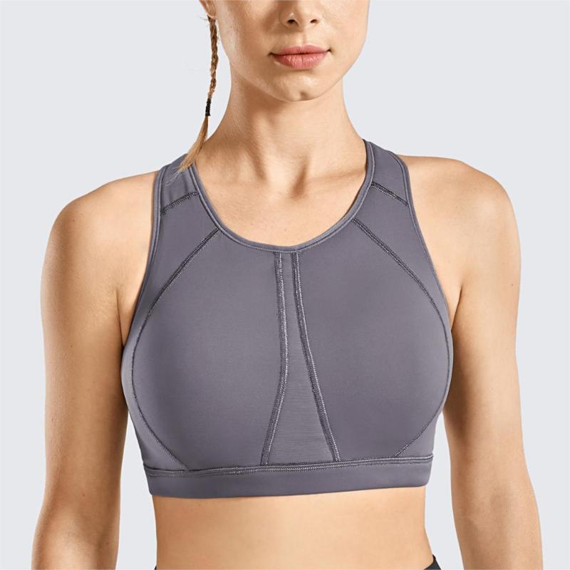 

Women's High Impact Padded Supportive Wirefree Full Coverage Sports Bra, Heather grey11