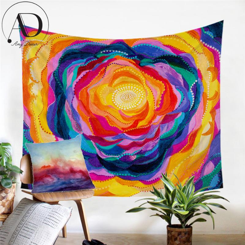 

Bloom by Amy Diener Wall Tapestry Colorful Rose Decorative Wall Carpet Flower Custom Bedspreads Watercolor Art Hanging