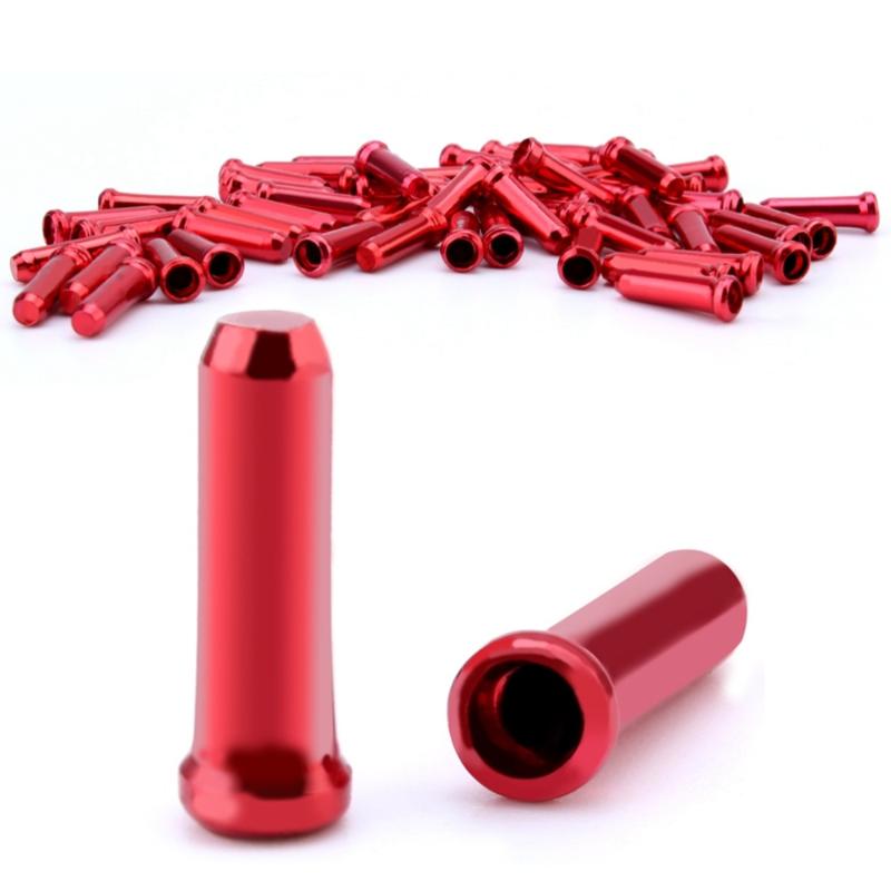 

50pcs MTB Mountain Bicycle Bike Brake Cable Cap End Tips Crimp Aluminum MTB Bicycle Bike Inner Wire Line Core Cap (Red