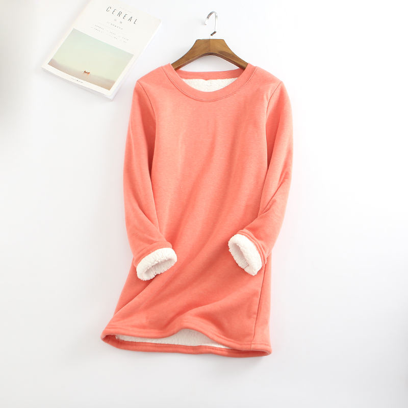 

2020 New Autumn Winter Plus Velvet Long Sleeve Shirt Women Warm Thick T Shirt Vintage Streetwear Slim Ladies Tops, Yellow