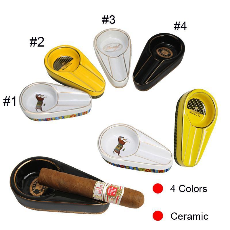 

Ashtrays Single Cigar Holder Round Ash Slot Ceramic Ashtray 3 Colors Tobacco Ash For Smoking DHB346