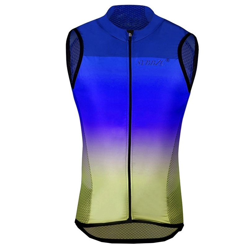 

Cool Men Windproof vest Cycling Sleeveless Vest Bike Bicycle Lightweight Gradient color cycling clothing ropa ciclismo, 3mesh fabric at back