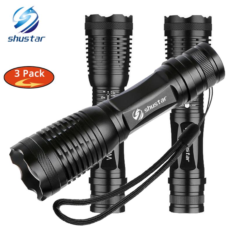 

1/2/3pack High Power LED T6/L2 waterproof Torch Zoomable torch light 5 modes For 3xAAA or 1x18650