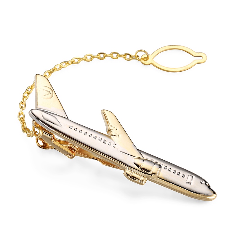 

High-end brand men's tie clip vogue wedding shirt tie pin accessories gold plane clips classic design style