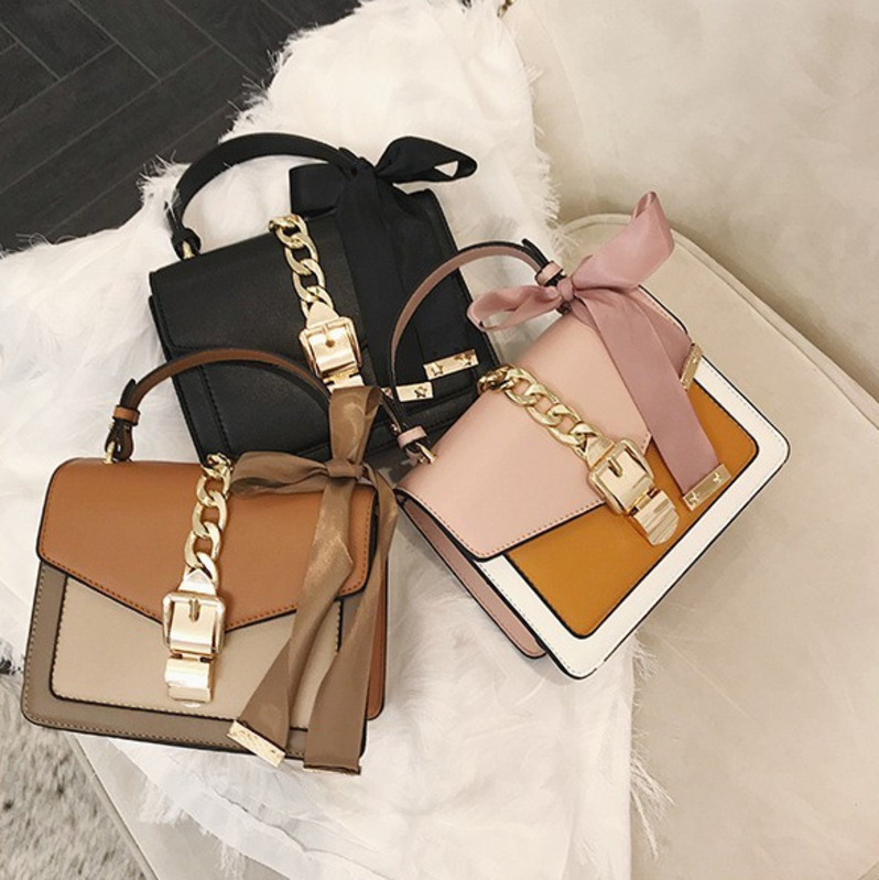 

New-Crossbody Bags for Women Luxury Handbags Designer Bolsa Feminina Scarf Shoulder Bag Ladies Sac Main Leather Purses, Pink