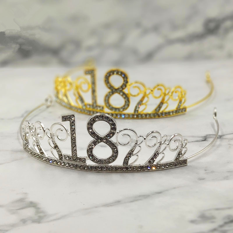 

Anniversary Birthday 16/18/20/30/40th Silver Rhinestone Tiara Crown Headband Happy Birthday Crown For Women