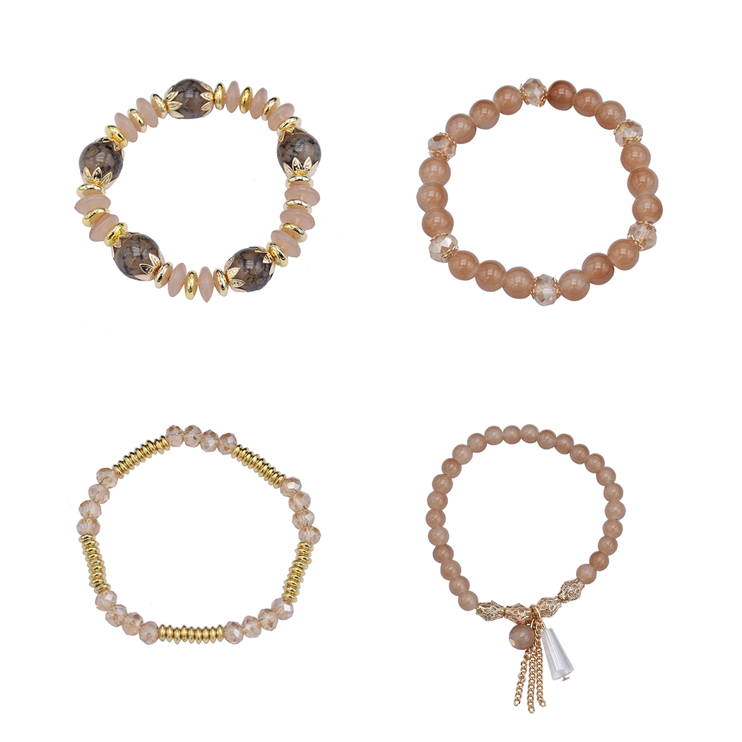 

Fashion Multilayer 4 Pcs/set Handmade Strength Beaded Bracelet with Charms Pendant Bracelet Set for Women Men