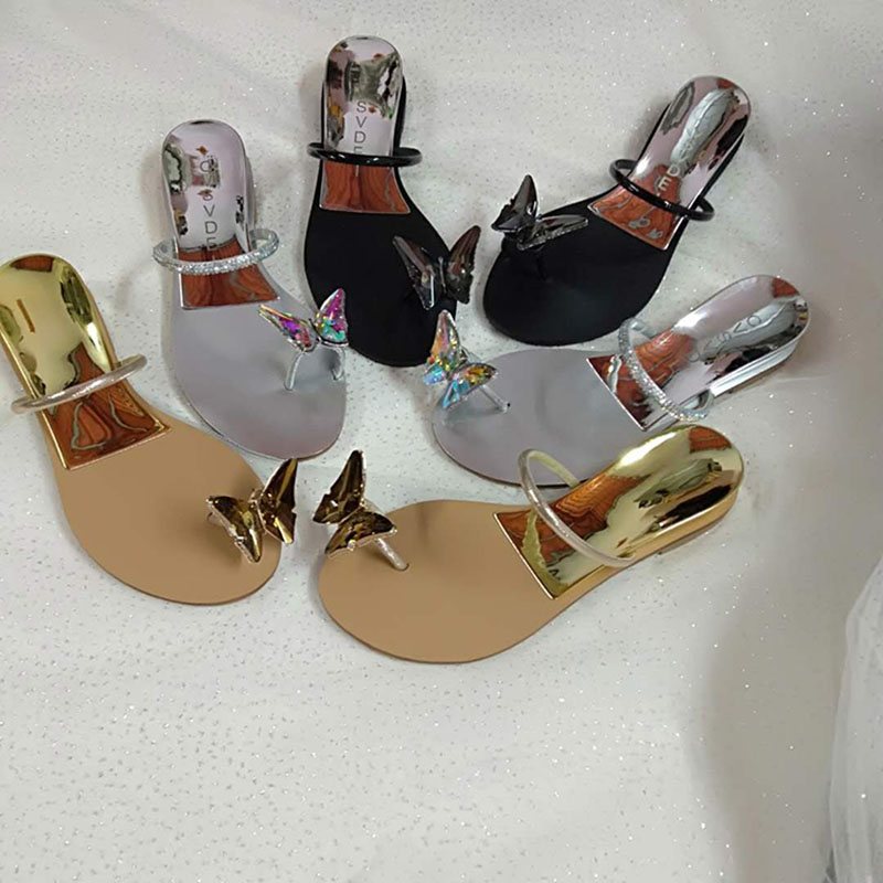 

Holiday woman flat sandal increased height heel butterfly sandal woman design Simple stylish summer flat butterfly, Black